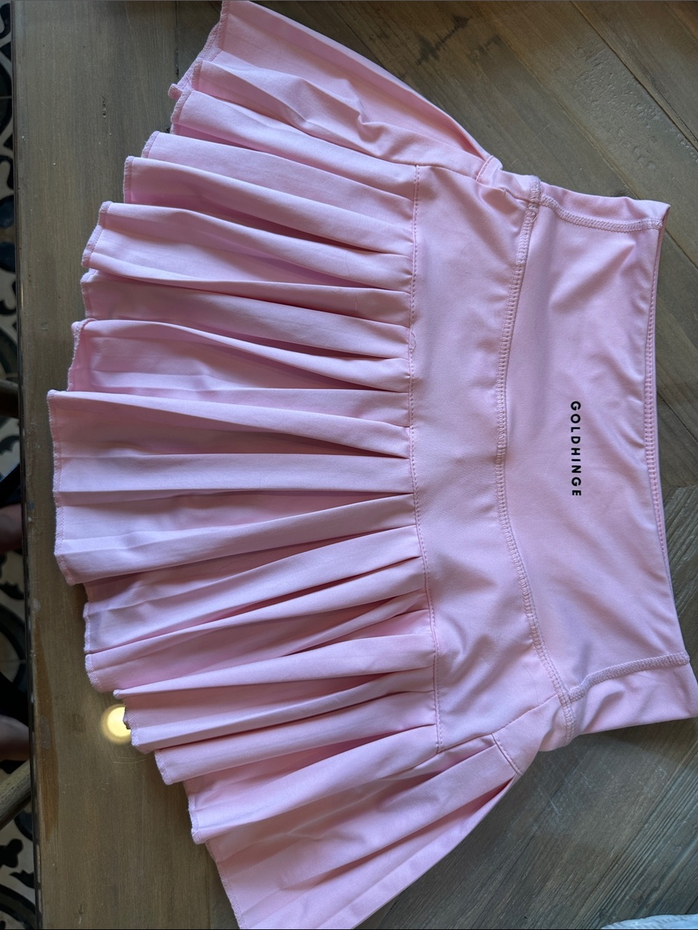 GoldHinge XS Pink Pleated Skater Skirt with High Waist